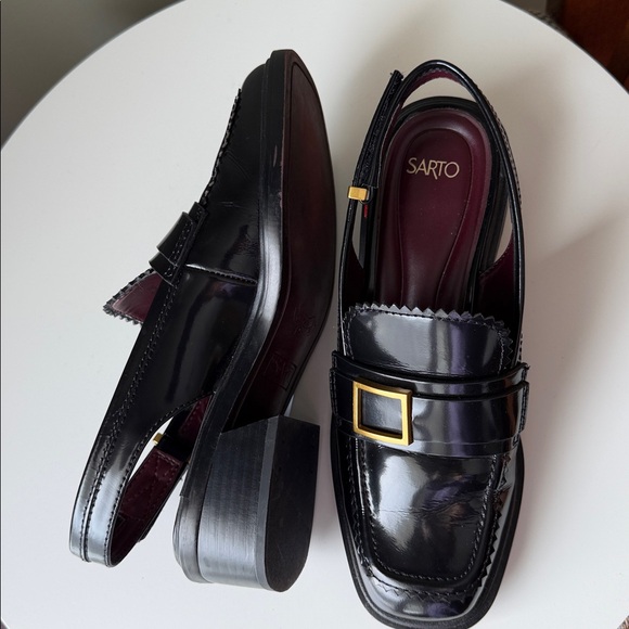 Sarto by Franco Sarto Gianna slingback loafers patent leather gold-tone hardware - Picture 4 of 14
